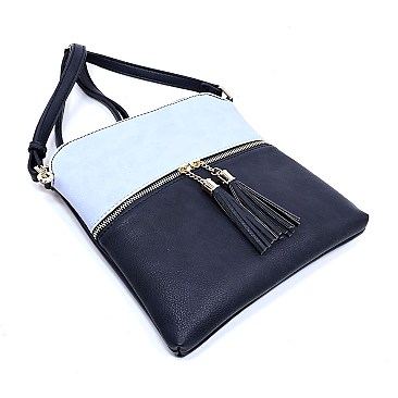 Mid-Zip Tasselled Crossbody Bag