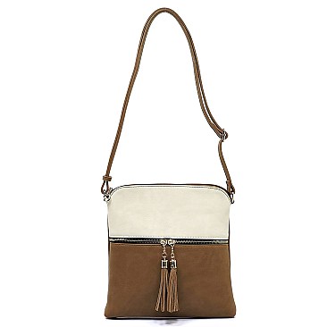 Mid-Zip Tasselled Crossbody Bag