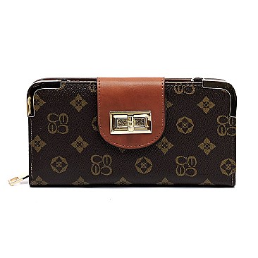 MONOGRAM FLAP TURN LOCK WALLET WRISTLET