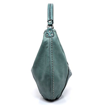 Weaved Block Shoulder Bag Hobo