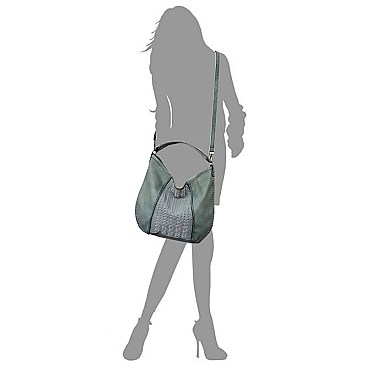 Weaved Block Shoulder Bag Hobo