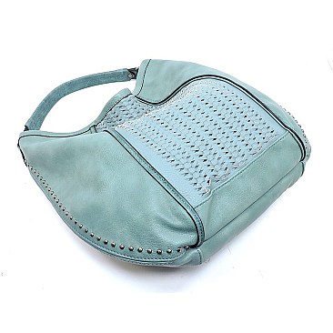 Weaved Block Shoulder Bag Hobo