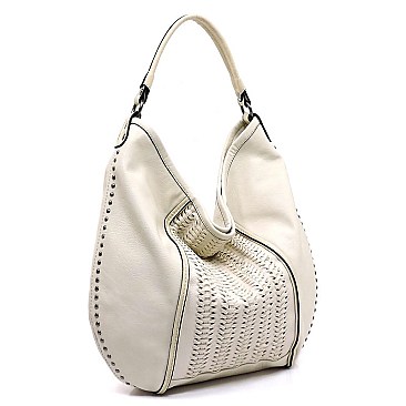 Weaved Block Shoulder Bag Hobo