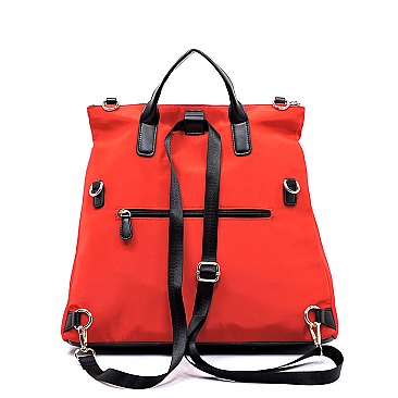 Nylon Convertible Backpack Satchel