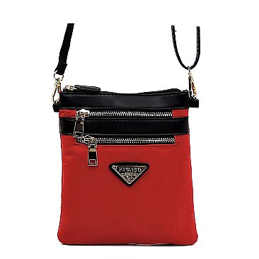 PEGASO Nylon Multi Zipper Crossbody Bag