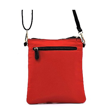 PEGASO Nylon Multi Zipper Crossbody Bag