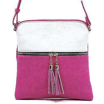 Mid-Zip Tasselled Crossbody Bag