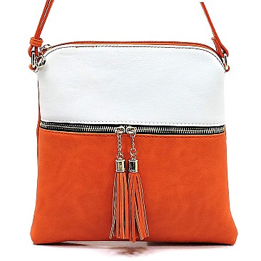 Mid-Zip Tasselled Crossbody Bag