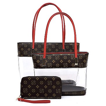 TRANSPARENT 3 IN 1 MONOGRAM TOTE