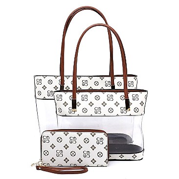 TRANSPARENT 3 IN 1 MONOGRAM TOTE