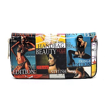 2-in-1 Magazine Cover Collage Dome Satchel Wallet Set