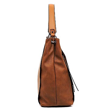 Multi Pocket Mixed Material Classy Hobo