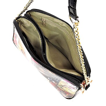 Multi Compartment Magazine Cover Dome Cross Body Bag