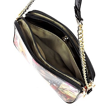 Multi Compartment Magazine Cover Dome Cross Body Bag