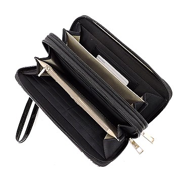 Double Zip Around Magazine Cover Picture Wallet Wristlet