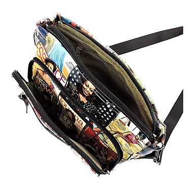 Collage Magazine Cover Cross Body Bag