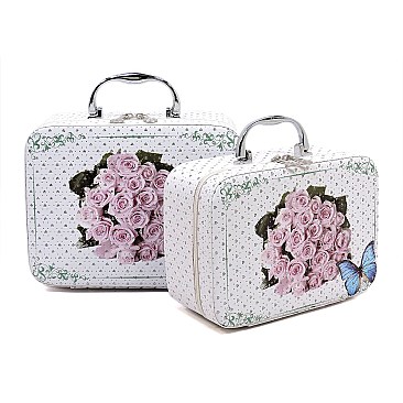 SET OF 2 COSMETIC CASES BUTTERFLIES PRINT RZ-CC00273