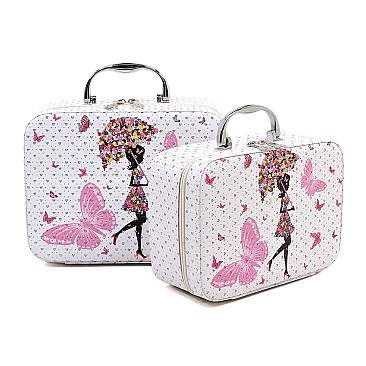 SET OF 2 COSMETIC CASES BUTTERFLIES PRINT RZ-CC00273