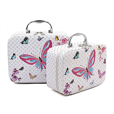 SET OF 2 COSMETIC CASES BUTTERFLIES PRINT RZ-CC00273