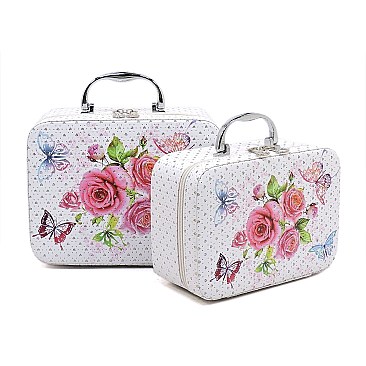 SET OF 2 COSMETIC CASES BUTTERFLIES PRINT RZ-CC00273