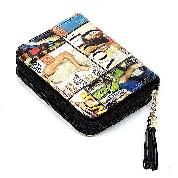 Magazine Cover Picture Zip Around Wallet Wristlet