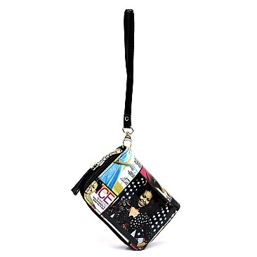 Magazine Cover Picture Zip Around Wallet Wristlet