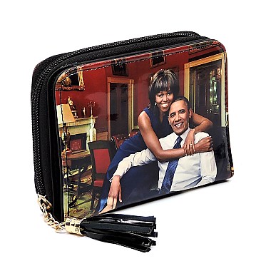 Collage Magazine Cover Zip Around Wallet Wristlet