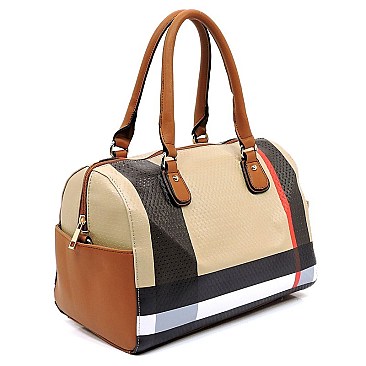 Plaid Check Boston Satchel Bag