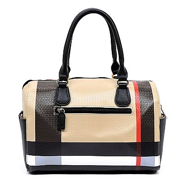 Plaid Check Boston Satchel Bag