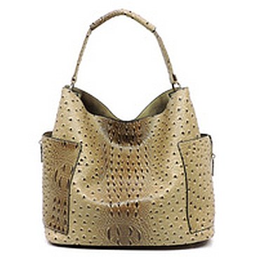 Ostrich Croc 2-in-1 Shoulder Bag Hobo