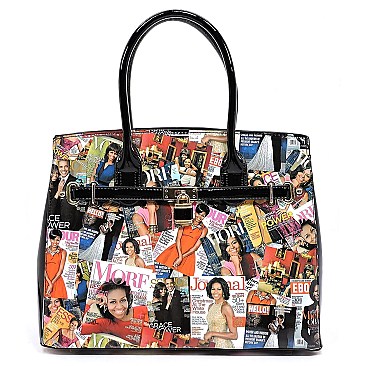 Obama Handbag - Padlock Accent Magazine Satchel