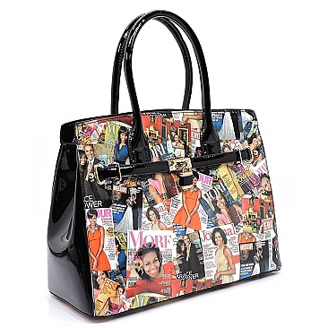 Obama Handbag - Padlock Accent Magazine Satchel