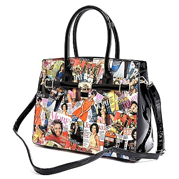 Obama Handbag - Padlock Accent Magazine Satchel