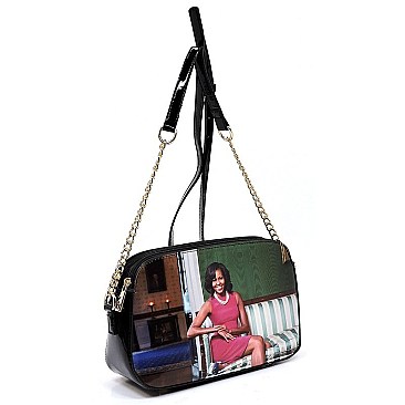 Multi Compartment Magazine Cover Dome Cross Body Bag