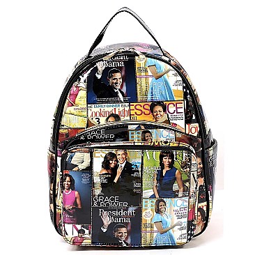 Michelle Obama - Cat Ears Magazine Cover Collage Backpack