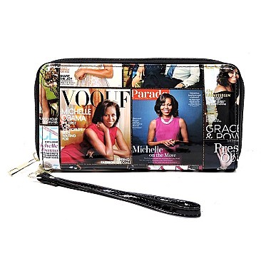 Magazine Cover Collage Zip Around Wallet