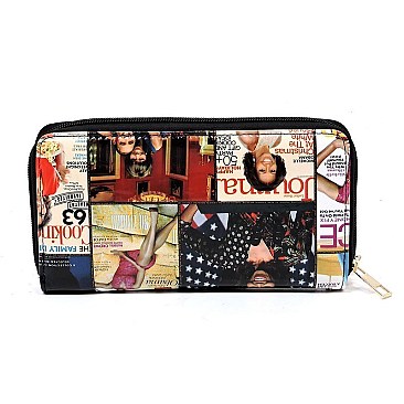 Magazine Cover Collage Zip Around Wallet