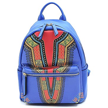 Ethnic Print Multi-Pocket Backpack Wallet SET MH-JY0238W