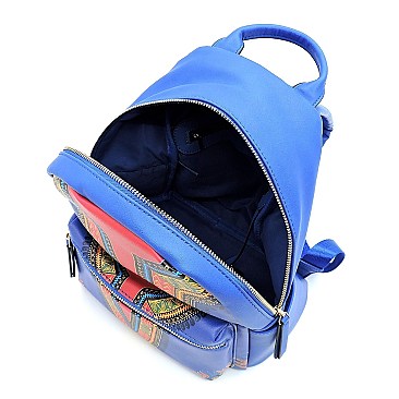 Ethnic Print Multi-Pocket Backpack Wallet SET MH-JY0238W