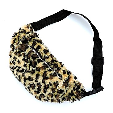 Leopard Fur Fanny Pack Waist Bag