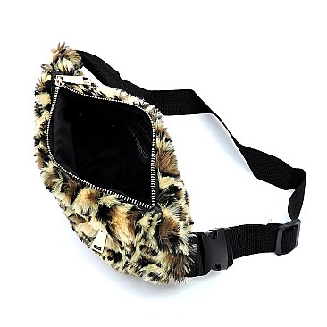 Leopard Fur Fanny Pack Waist Bag