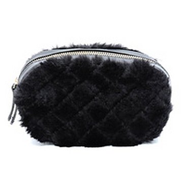 Quilted Fur Round Fanny Pack