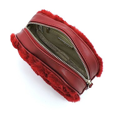 Quilted Fur Round Fanny Pack
