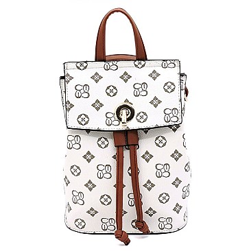CONVERTIBLE DRAWSTRING MONOGRAM BACKPACK SATCHEL