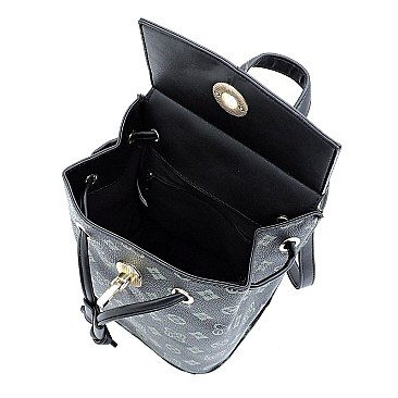 CONVERTIBLE DRAWSTRING MONOGRAM BACKPACK SATCHEL