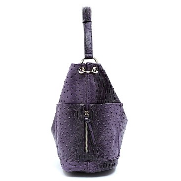 Ostrich Embossed Side Pocket 2 in 1 Tall Hobo  MH-F0266