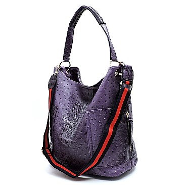 Ostrich Embossed Side Pocket 2 in 1 Tall Hobo  MH-F0266