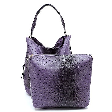 Ostrich Embossed Side Pocket 2 in 1 Tall Hobo  MH-F0266