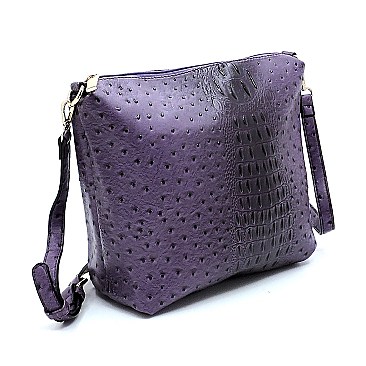 Ostrich Embossed Side Pocket 2 in 1 Tall Hobo  MH-F0266