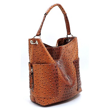 Ostrich Embossed Side Pocket 2 in 1 Tall Hobo  MH-F0266